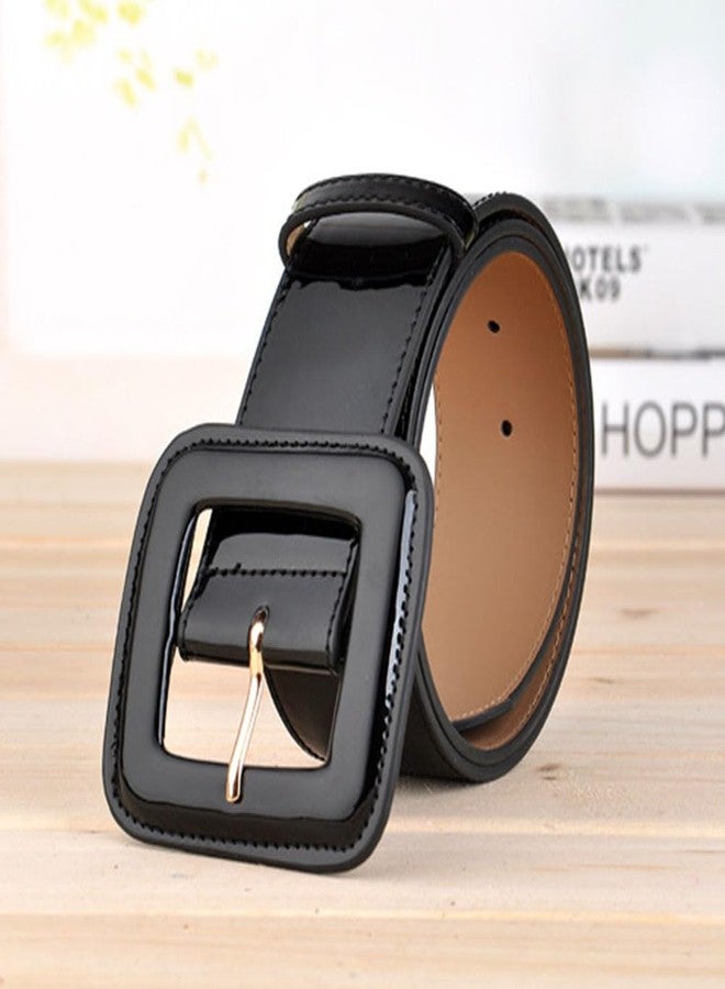 FOYTOKI Wide Patent Leather Waist Belt for Women Adjustable Extra Wide Belt with Square Buckle Perfect for Dresses and Jeans - Image 3